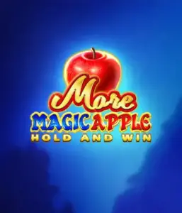 На изображении игрового автомата More Magic Apple от 3 Oaks Gaming, демонстрирующего сказочную атмосферу с персонажами из сказки, включая замки, магические яблоки и известных сказочных героев. В центре виден логотип игры More Magic Apple, сопровождаемый яркими и запоминающимися графическими элементами, формирующими атмосферу чудес и волшебства.